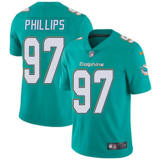 Youth Nike Miami Dolphins #97 Jordan Phillips Aqua Green Team Color Vapor Untouchable Limited Player NFL Jersey - Ujersey