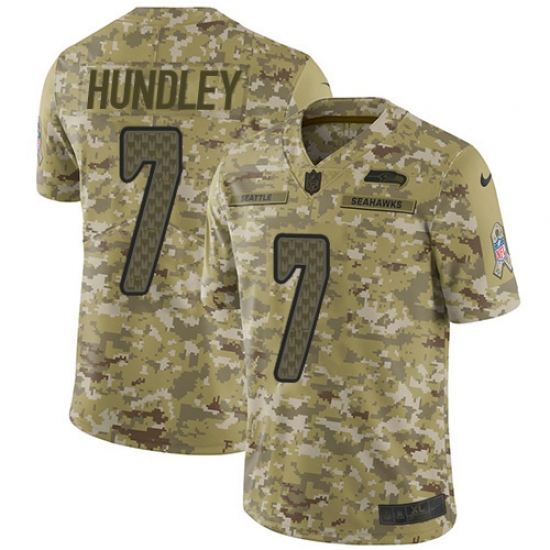 Youth Nike Seattle Seahawks #7 Brett Hundley Limited Camo 2018 Salute to Service NFL Jersey - Ujersey