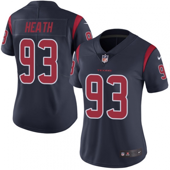 Women's Nike Houston Texans #93 Joel Heath Limited Navy Blue Rush Vapor Untouchable NFL Jersey - Ujersey