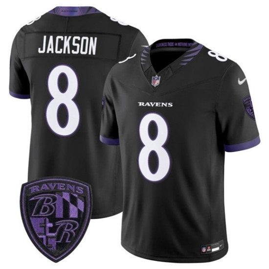 Men's Baltimore Ravens #8 Lamar Jackson Black 2026 F.U.S.E. Alternate Vapor Limited Football Stitched Jersey - Ujersey