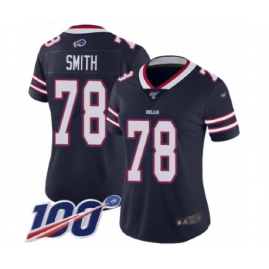 Women's Buffalo Bills #78 Bruce Smith Limited Navy Blue Inverted Legend 100th Season Football Jersey - Ujersey