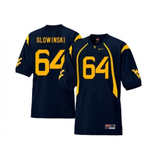 West Virginia Mountaineers 64 Mark Glowinski Navy College Football Jersey - Ujersey
