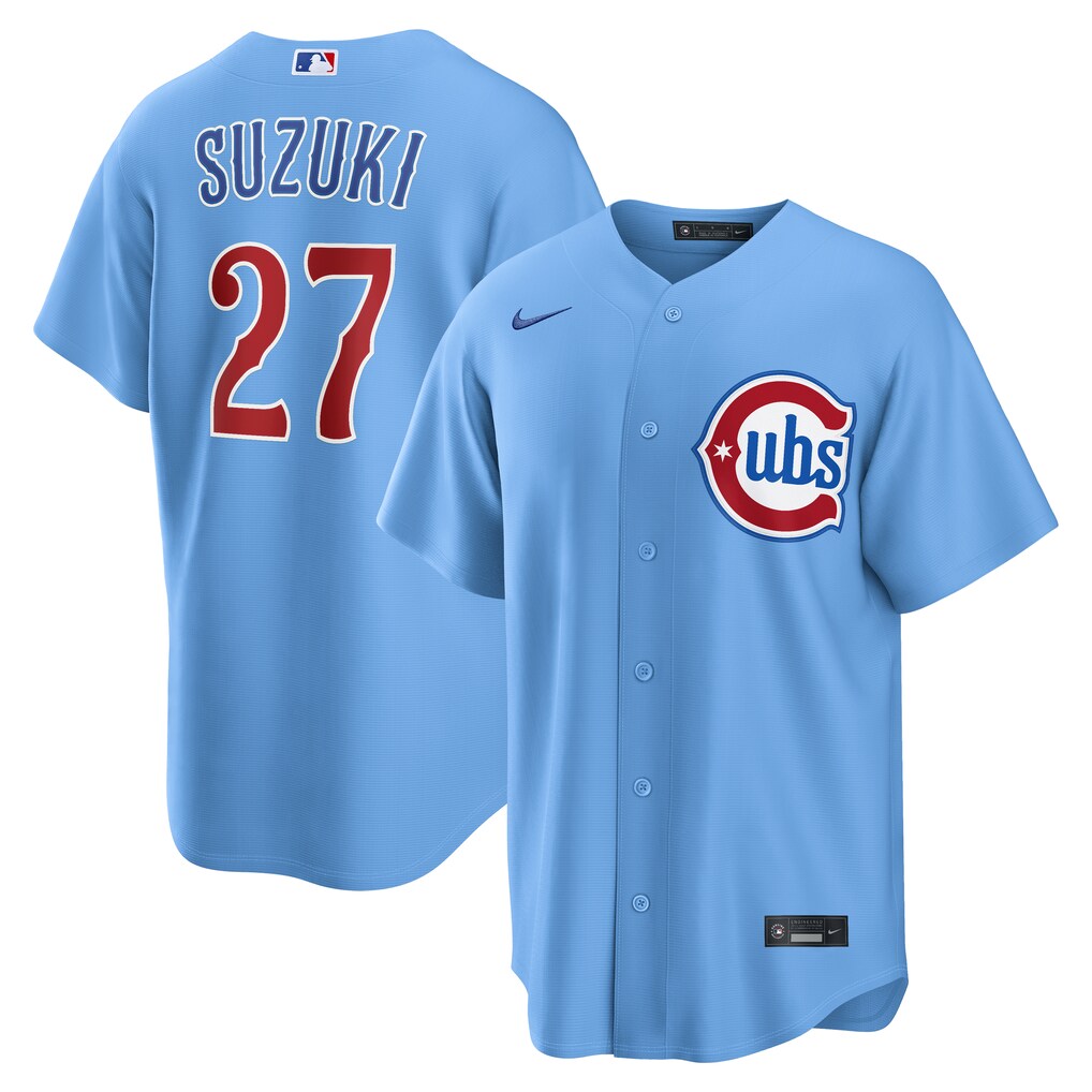 Men's Chicago Cubs Seiya Suzuki Nike Light Blue Alternate Replica Jersey - Ujersey