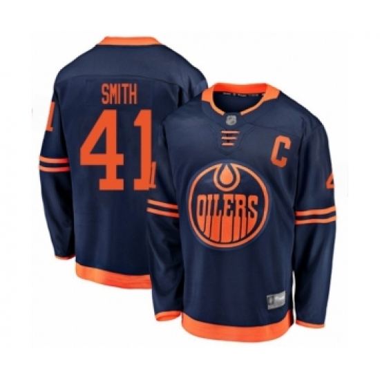 Men's Edmonton Oilers #41 Mike Smith Authentic Navy Blue Alternate Fanatics Branded Breakaway Hockey Jersey - Ujersey