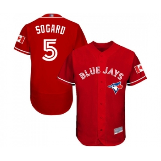 Men's Toronto Blue Jays #5 Eric Sogard Scarlet Alternate Flex Base Authentic Collection Alternate Baseball Jersey - Ujersey