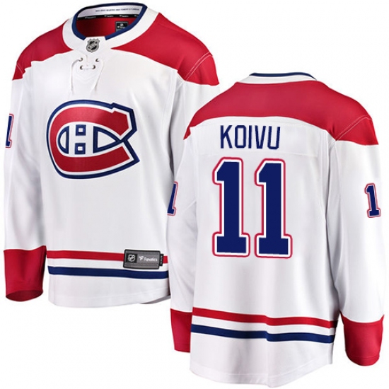 Youth Montreal Canadiens #11 Saku Koivu Authentic White Away Fanatics Branded Breakaway NHL Jersey - Ujersey