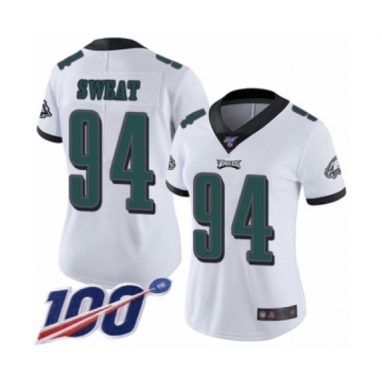 Women's Philadelphia Eagles #94 Josh Sweat White Vapor Untouchable Limited Player 100th Season Football Jersey - Ujersey