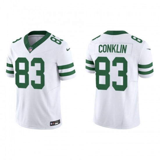 Men's Nike New York Jets #83 Tyler Conklin White 2023 F.U.S.E. Vapor Limited Throwback Stitched Football Jersey - Ujersey