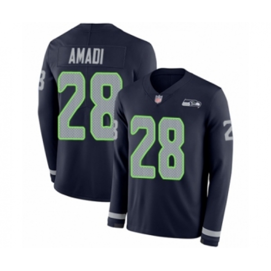 Youth Seattle Seahawks #28 Ugo Amadi Limited Navy Blue Therma Long Sleeve Football Jersey - Ujersey