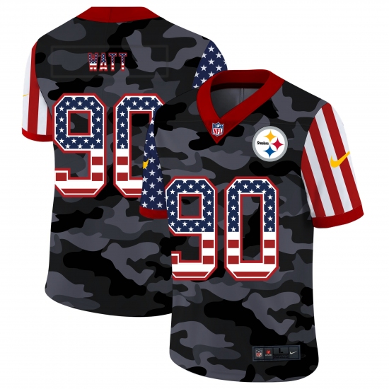 Men's Pittsburgh Steelers #90 T. J. Watt Camo Flag Nike Limited Jersey - Ujersey