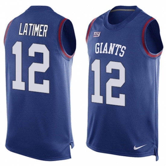 Men's Nike New York Giants #12 Cody Latimer Limited Royal Blue Player Name & Number Tank Top NFL Jersey - Ujersey