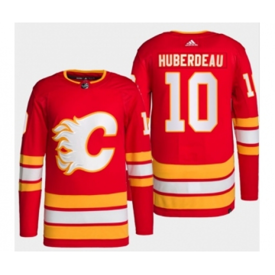 Men's Calgary Flames #10 Jonathan Huberdeau Red Stitched Jersey - Ujersey