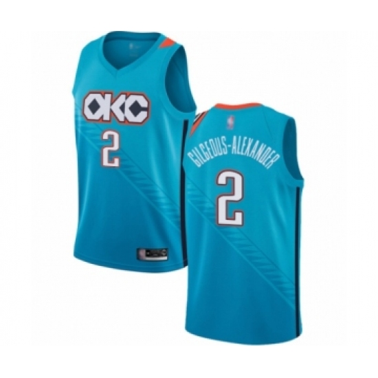 Men's Oklahoma City Thunder #2 Shai Gilgeous-Alexander Authentic Turquoise Basketball Jersey - City Edition - Ujersey