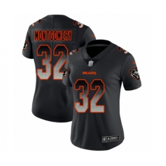 Women's Chicago Bears #32 David Montgomery Limited Black Smoke Fashion Football Jersey - Ujersey