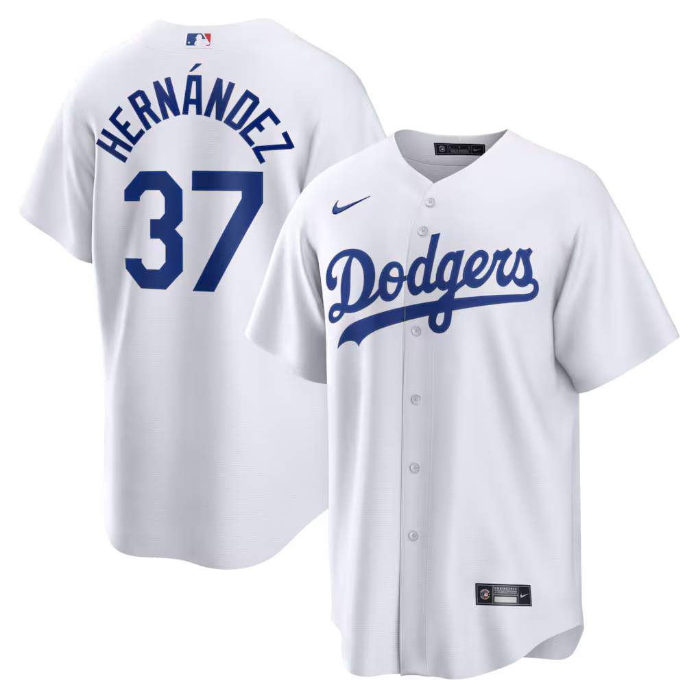 Men's Los Angeles Dodgers Teoscar Hernández Nike White Home Replica Jersey - ujerseystore