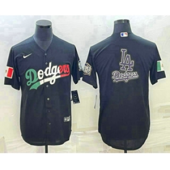Men's Los Angeles Dodgers Big Logo Mexico Black Cool Base Stitched Baseball Jersey10 - Ujersey