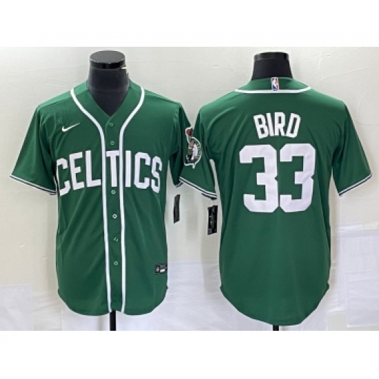 Men's Nike Boston Celtics #33 Larry Bird Green Stitched Baseball Jersey - Ujersey