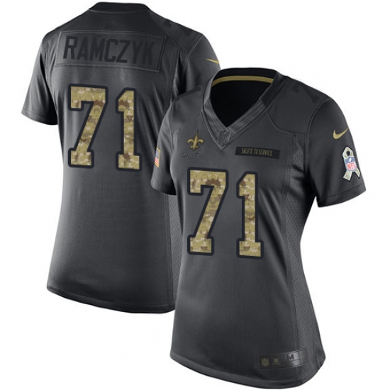 Women's Nike New Orleans Saints #71 Ryan Ramczyk Limited Black 2016 Salute to Service NFL Jersey - Ujersey