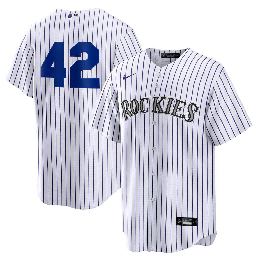 Men's Colorado Rockies Nike White Home  2025 Jackie Robinson Day Replica Jersey - Ujersey NHL