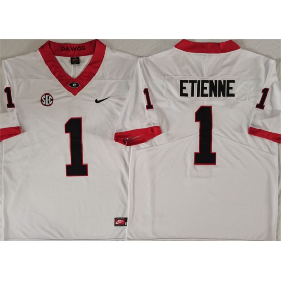 Men's Georgia Bulldogs #1 Trevor Etienne White Stitched Jersey - Ujersey
