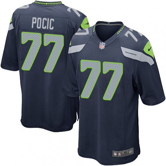 Men's Nike Seattle Seahawks #77 Ethan Pocic Game Navy Blue Team Color NFL Jersey - Ujersey