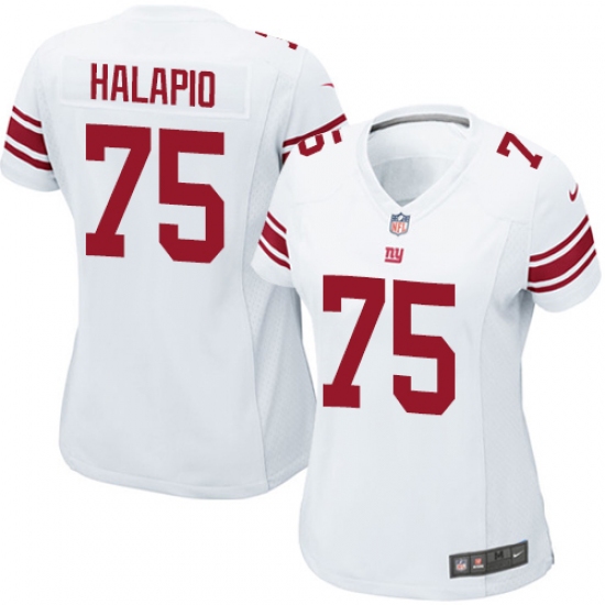 Women's Nike New York Giants #75 Jon Halapio Game White NFL Jersey - Ujersey