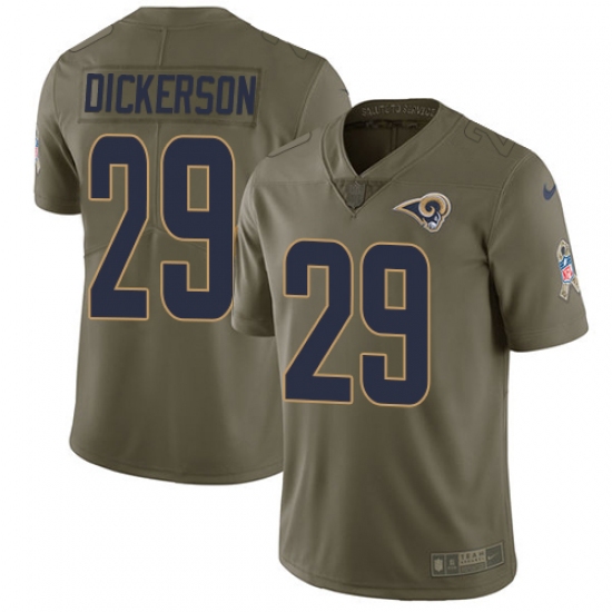 Youth Nike Los Angeles Rams #29 Eric Dickerson Limited Olive 2017 Salute to Service NFL Jersey - Ujersey