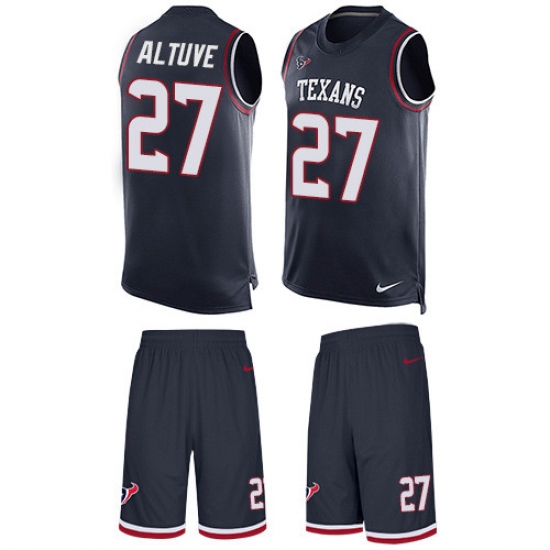 Men's Nike Houston Texans #27 Jose Altuve Limited Navy Blue Tank Top Suit NFL Jersey - Ujersey