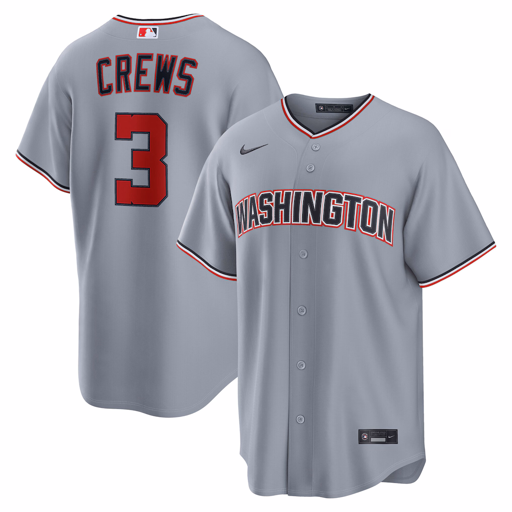 Men's Washington Nationals Dylan Crews Nike Gray Road Replica Jersey - ujerseystore