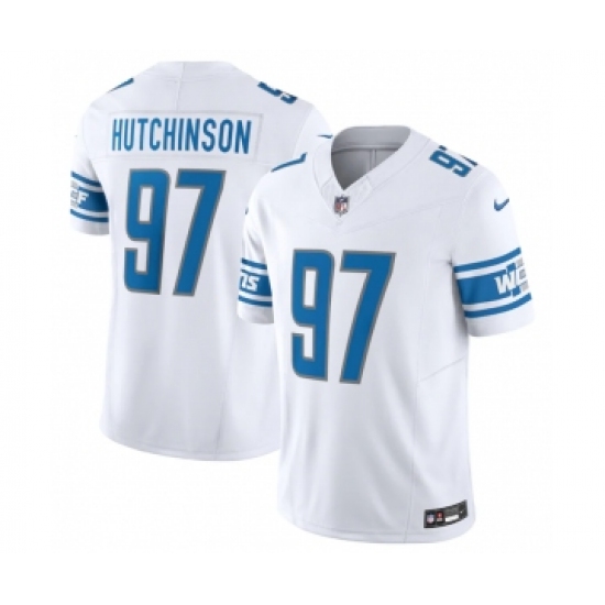 Men's Detroit Lions #97 Aidan Hutchinson White 2023 F.U.S.E. Vapor Untouchable Limited Stitched Jersey - Ujersey