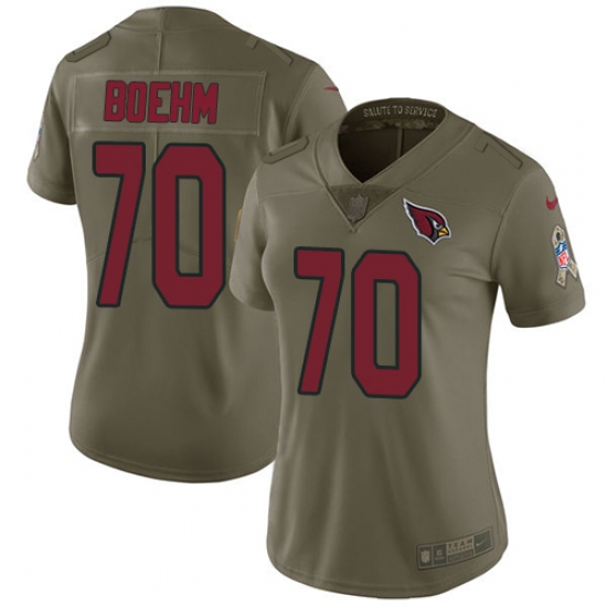Women's Nike Arizona Cardinals #70 Evan Boehm Limited Olive 2017 Salute to Service NFL Jersey - Ujersey