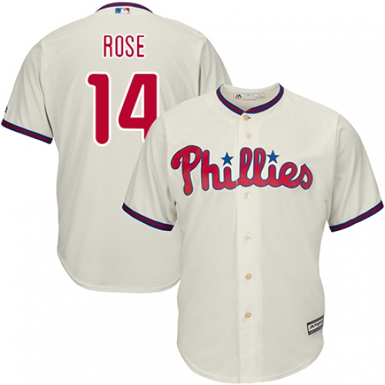 Men's Majestic Philadelphia Phillies #14 Pete Rose Replica Cream Alternate Cool Base MLB Jersey - Ujersey