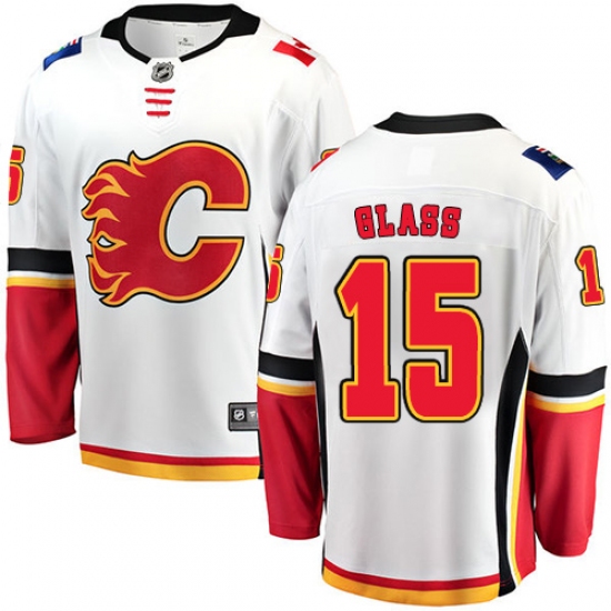 Men's Calgary Flames #15 Tanner Glass Fanatics Branded White Away Breakaway NHL Jersey - Ujersey