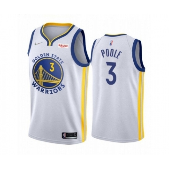 Men's Golden State Warriors #3 Jordan Poole 2022 White 75th Anniversary Stitched Jersey
