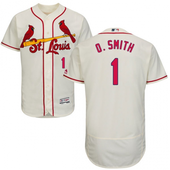 Men's Majestic St. Louis Cardinals #1 Ozzie Smith Cream Alternate Flex Base Authentic Collection MLB Jersey - Ujersey