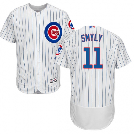 Men's Majestic Chicago Cubs #11 Drew Smyly White Home Flex Base Authentic Collection MLB Jersey - Ujersey