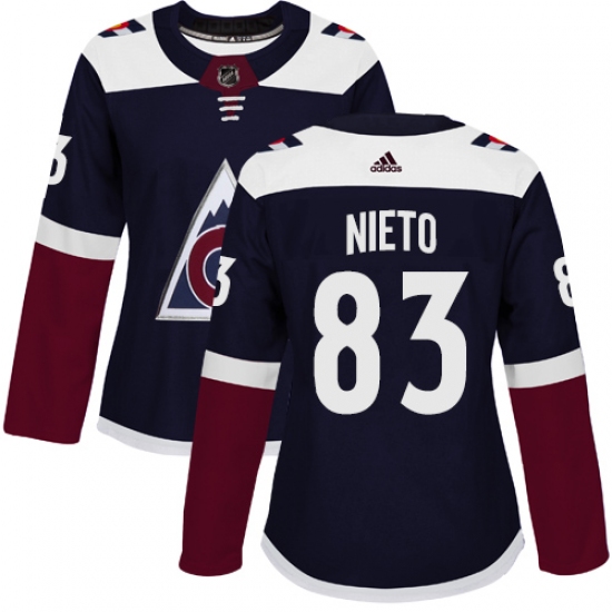 Women's Adidas Colorado Avalanche #83 Matt Nieto Authentic Navy Blue Alternate NHL Jersey - Ujersey
