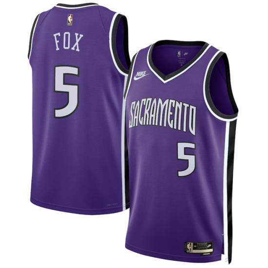 Men's Sacramento Kings #5 De'Aaron Fox Purple 2024-25 Classic Edition Swingman Stitched Basketball Jersey - Ujersey