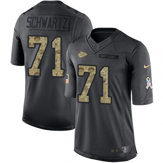 Men's Nike Kansas City Chiefs #71 Mitchell Schwartz Limited Black 2016 Salute to Service NFL Jersey - Ujersey
