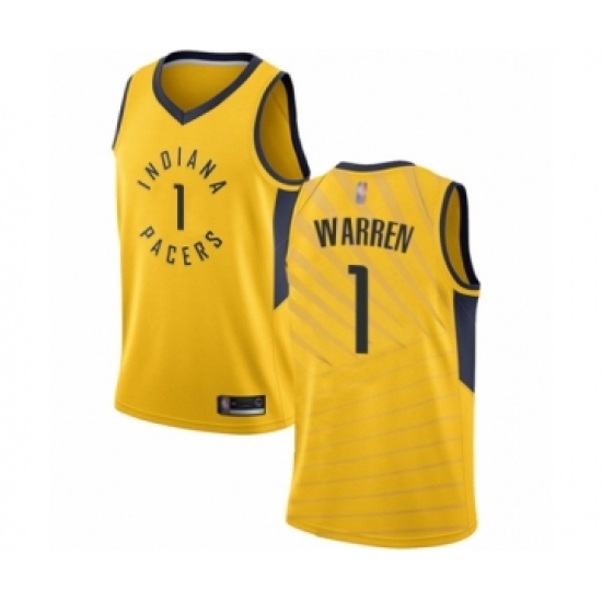 Men's Indiana Pacers #1 T.J. Warren Authentic Gold Basketball Jersey Statement Edition - Ujersey