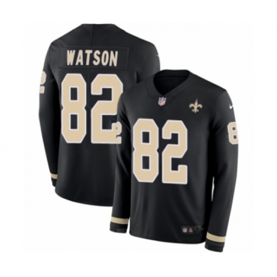 Men's Nike New Orleans Saints #82 Benjamin Watson Limited Black Therma Long Sleeve NFL Jersey - Ujersey