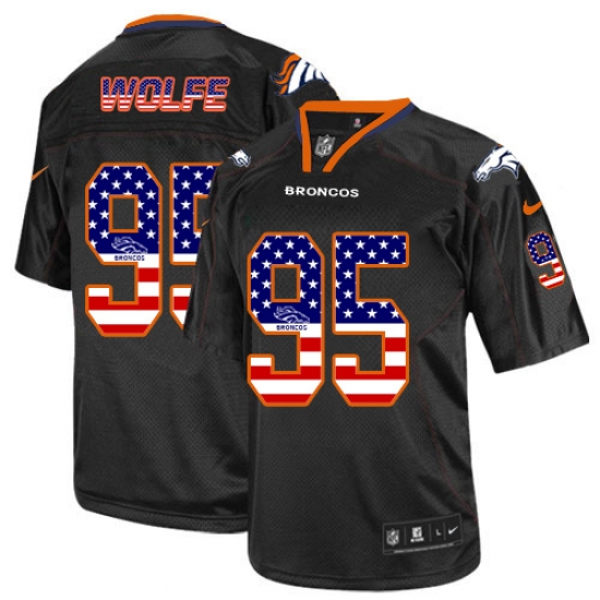 Men's Nike Denver Broncos #95 Derek Wolfe Elite Black USA Flag Fashion NFL Jersey - Ujersey