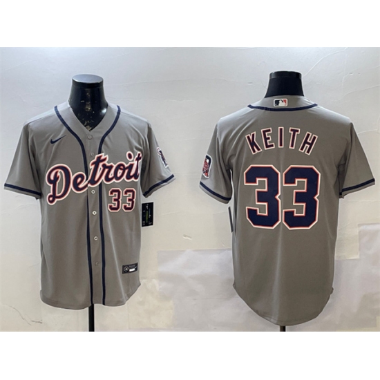 Men's Detroit Tigers #33 Colt Keith Gray Cool Base Stitched Baseball Jersey - Ujersey