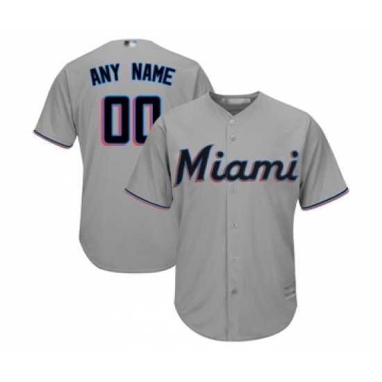Men's Miami Marlins Customized Replica Grey Road Cool Base Baseball Jersey - Ujersey