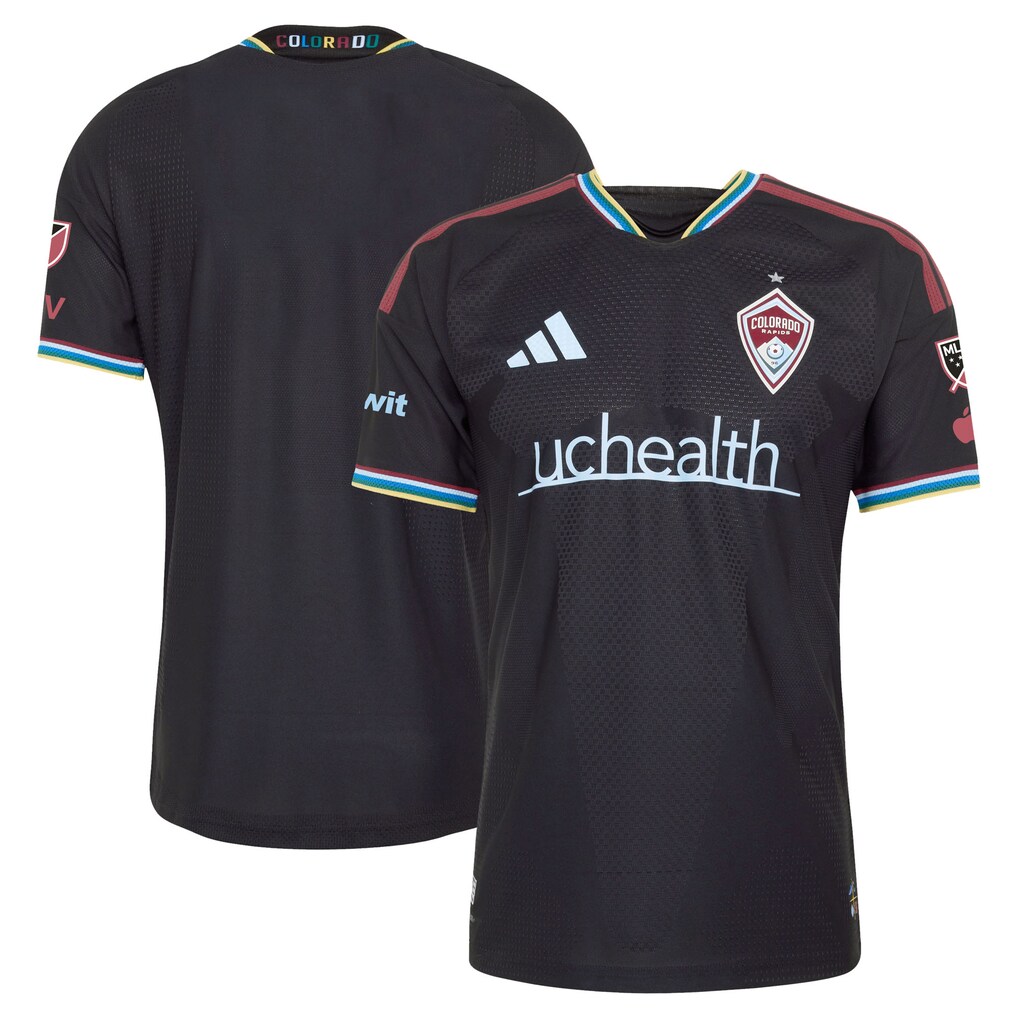 Men's Colorado Rapids adidas Black 2026 Colorful Colorado On-Field Authentic Patch Jersey - Ujersey