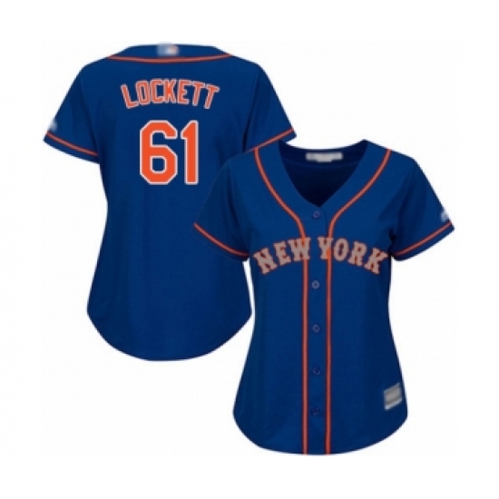 Women's New York Mets #61 Walker Lockett Authentic Royal Blue Alternate Road Cool Base Baseball Player Jersey - Ujersey