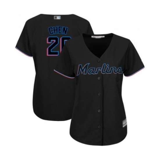 Women's Miami Marlins #20 Wei-Yin Chen Replica Black Alternate 2 Cool Base Baseball Jersey - Ujersey