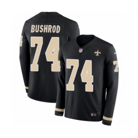 Youth Nike New Orleans Saints #74 Jermon Bushrod Limited Black Therma Long Sleeve NFL Jersey - Ujersey
