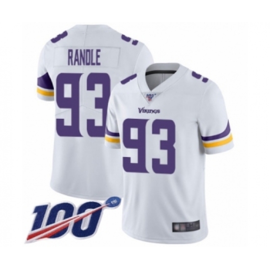 Men's Minnesota Vikings #93 John Randle White Vapor Untouchable Limited Player 100th Season Football Jersey - Ujersey
