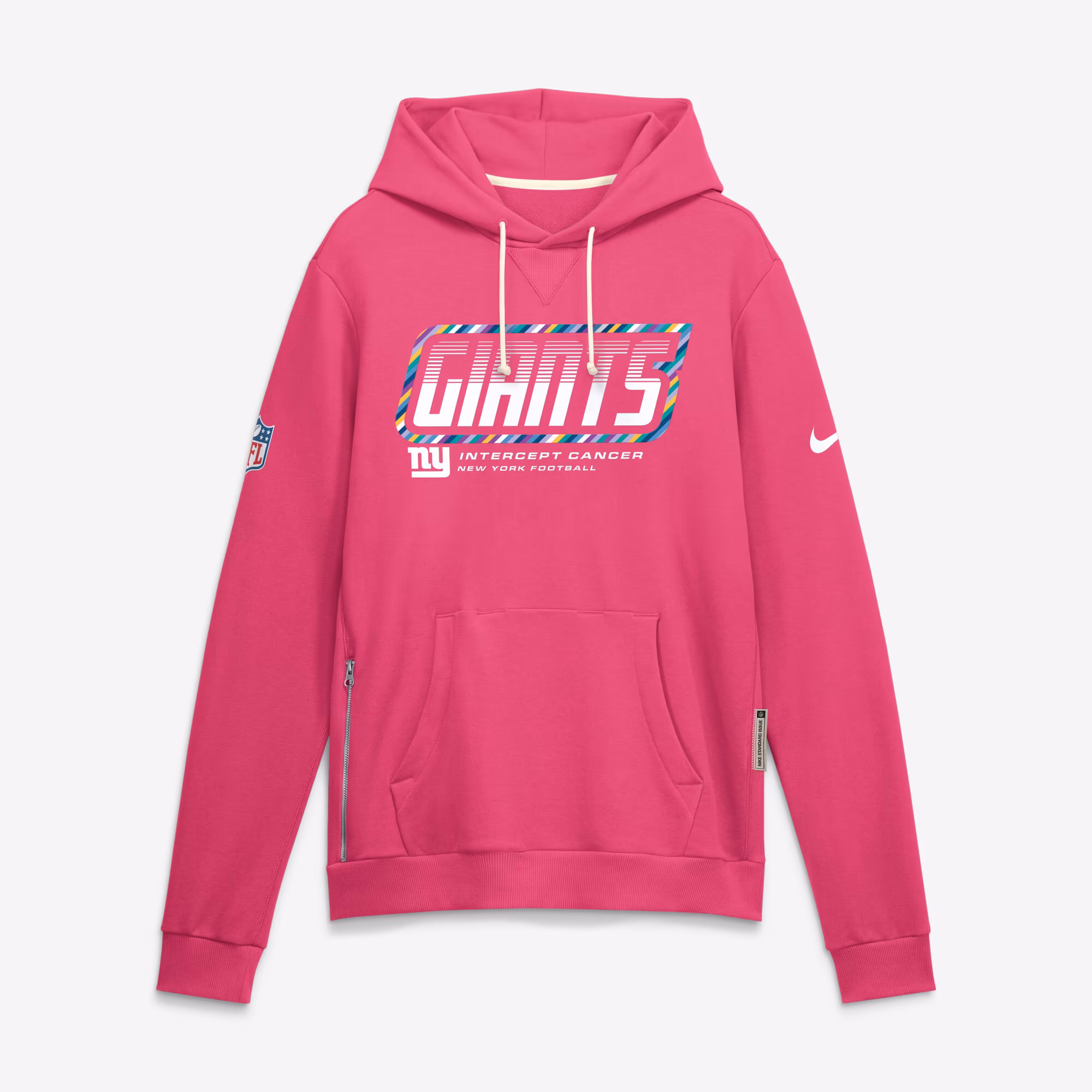 Men's New York Giants Nike Pink 2026 NFL Crucial Catch Sideline Standard Issue Dri-FIT Pullover Hoodie - Ujersey
